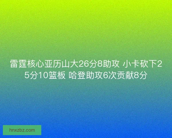 雷霆核心亚历山大26分8助攻 小卡砍下25分10篮板 哈登助攻6次贡献8分 雷霆核心亚历山大26分8助攻 小卡砍下25分10篮板 哈登助攻6次贡献8分
